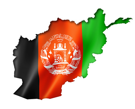 Afghanistan flag map, three dimensional render, isolated on whiteの写真素材