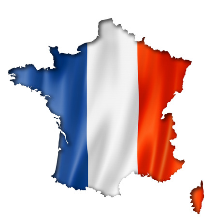 France flag map, three dimensional render, isolated on whiteの写真素材
