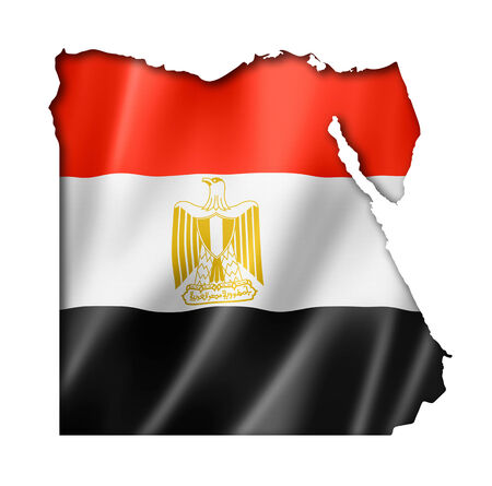 Egypt flag map, three dimensional render, isolated on whiteの写真素材