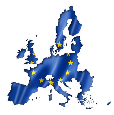 European union flag map, three dimensional render, isolated on whiteの写真素材