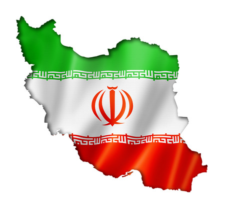 Iran flag map, three dimensional render, isolated on whiteの写真素材