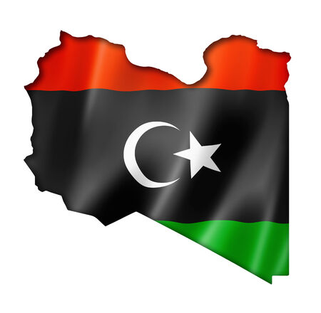 Libya flag map, three dimensional render, isolated on whiteの写真素材