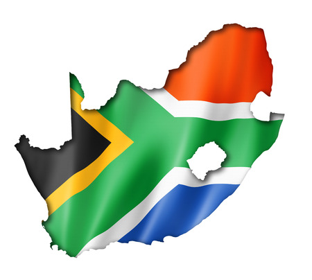 South Africa flag map, three dimensional render, isolated on whiteの写真素材