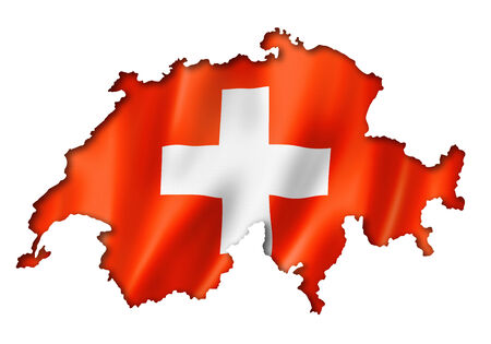 Switzerland flag map, three dimensional render, isolated on whiteの写真素材