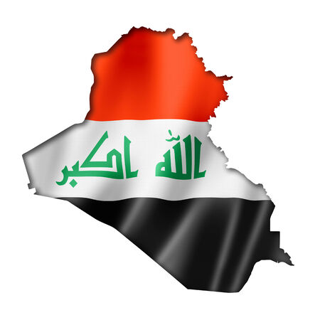 Iraq flag map, three dimensional render, isolated on whiteの写真素材
