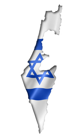 Israel flag map, three dimensional render, isolated on whiteの写真素材