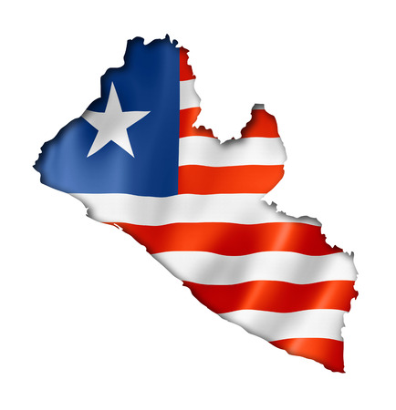 Liberia flag map, three dimensional render, isolated on whiteの写真素材
