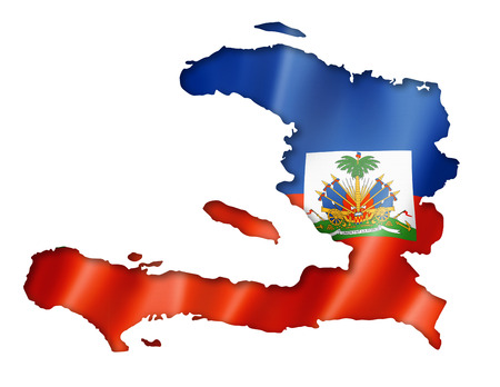 Haiti flag map, three dimensional render, isolated on whiteの写真素材