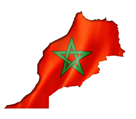 Morocco flag map, three dimensional render, isolated on whiteの写真素材