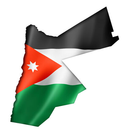 Jordan flag map, three dimensional render, isolated on whiteの写真素材