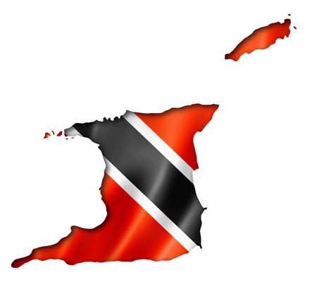 Trinidad And Tobago flag map, three dimensional render, isolated on whiteの写真素材