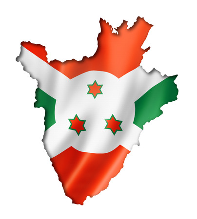 Burundi flag map, three dimensional render, isolated on whiteの写真素材