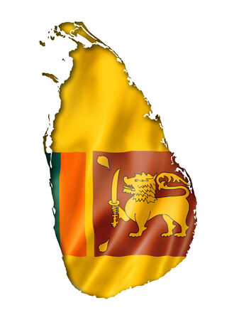 Sri Lanka flag map, three dimensional render, isolated on whiteの写真素材