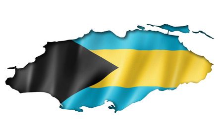 Bahamas flag map, three dimensional render, isolated on whiteの写真素材