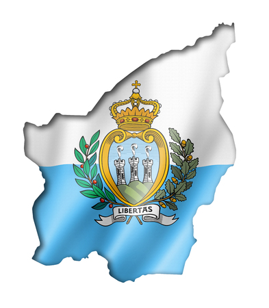 San Marino flag map, three dimensional render, isolated on whiteの写真素材