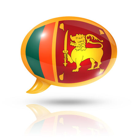 three dimensional Sri Lanka flag in a speech bubble isolated on white with clipping pathの写真素材