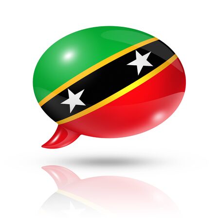 three dimensional Saint Kitts And Nevisflag in a speech bubble isolated on white with clipping pathの写真素材