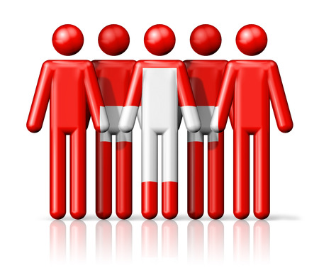 Flag of Switzerland on stick figure - national and social community symbol 3D iconの写真素材
