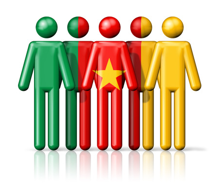 Flag of Cameroon on stick figure  national and social community symbol 3D iconの写真素材
