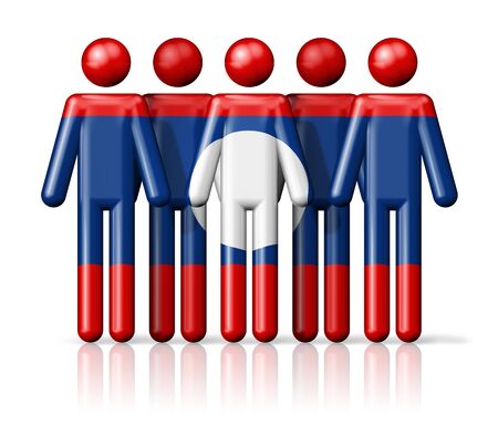 Flag of Laos on stick figure  national and social community symbol 3D iconの写真素材