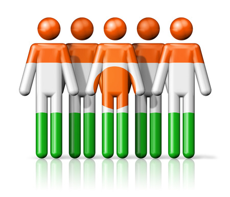 Flag of Niger on stick figure  national and social community symbol 3D iconの写真素材