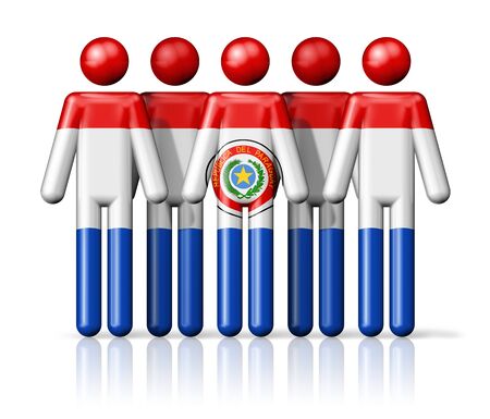 Flag ofParaguay on stick figure  national and social community symbol 3D iconの写真素材