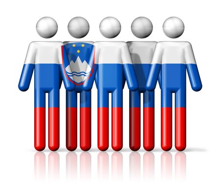 Flag of Slovenia on stick figure  national and social community symbol 3D iconの写真素材