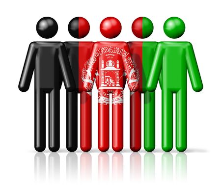 Flag of Afghanistan on stick figure - national and social community symbol 3D iconの写真素材