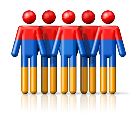 Flag of Armenia on stick figure - national and social community symbol 3D iconの写真素材