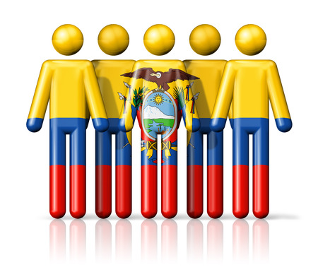 Flag of Ecuador on stick figure - national and social community symbol 3D iconの写真素材