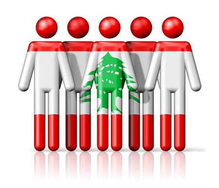 Flag of Lebanon on stick figure - national and social community symbol 3D iconの写真素材
