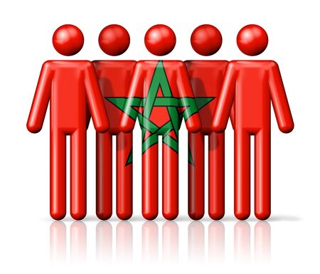 Flag of Morocco on stick figure - national and social community symbol 3D iconの写真素材