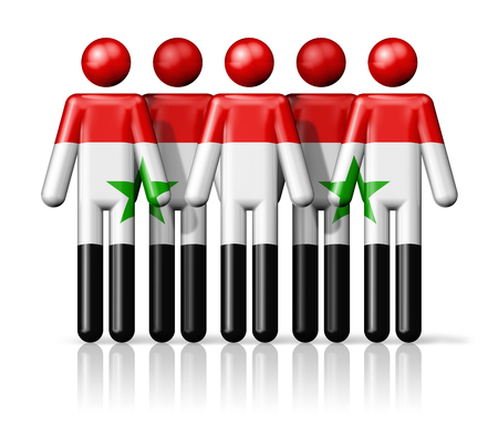 Flag of Syria on stick figure - national and social community symbol 3D iconの写真素材