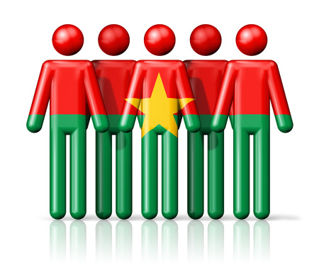 Flag of Burkina Faso on stick figure - national and social community symbol 3D iconの写真素材