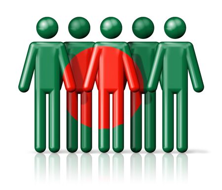 Flag of Bangladesh on stick figure - national and social community symbol 3D iconの写真素材