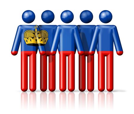 Flag of Liechtenstein on stick figure - national and social community symbol 3D iconの写真素材