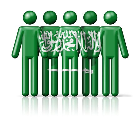 Flag of Saudi Arabia on stick figure - national and social community symbol 3D iconの写真素材