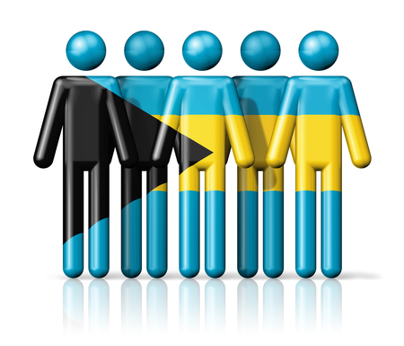 Flag of Bahamas on stick figure - national and social community symbol 3D iconの写真素材