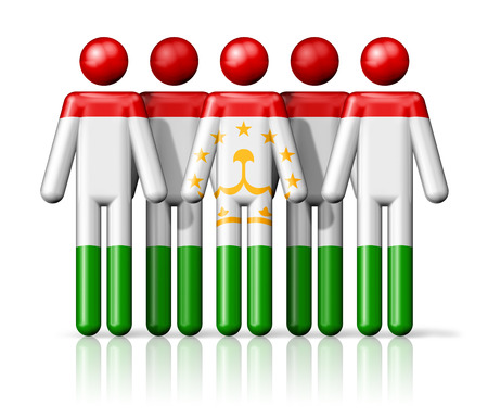 Flag of Tajikistan on stick figure - national and social community symbol 3D iconの写真素材