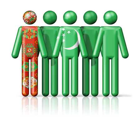 Flag of Turkmenistan on stick figure - national and social community symbol 3D iconの写真素材