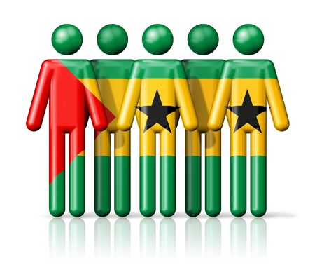 Flag of Sao Tome and Principe on stick figure - national and social community symbol 3D iconの写真素材
