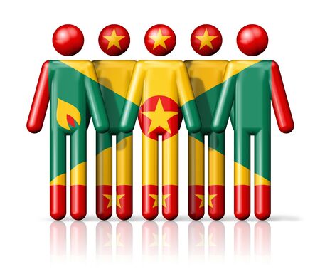 Flag of Grenada on stick figure - national and social community symbol 3D iconの写真素材