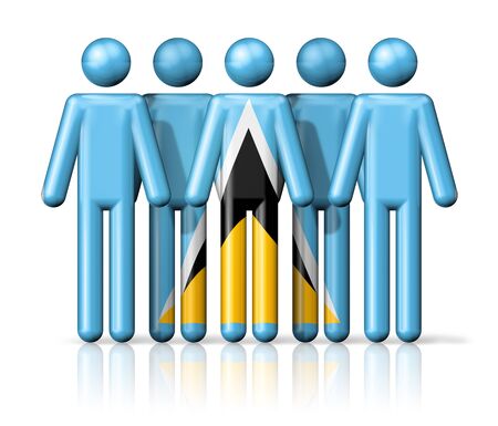 Flag of Saint Lucia on stick figure - national and social community symbol 3D iconの写真素材