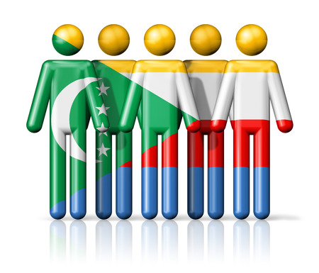 Flag of Comoros on stick figure - national and social community symbol 3D iconの写真素材