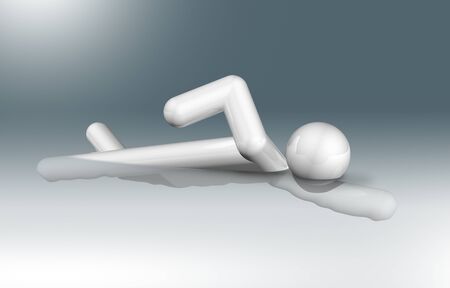 three dimensional swimming symbol, sports competition gamesの写真素材