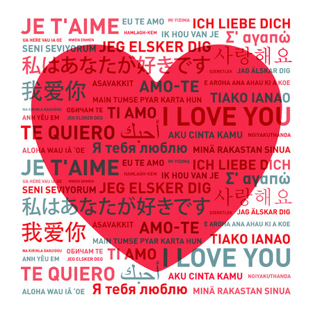 I love you message card translated in different world languagesの写真素材