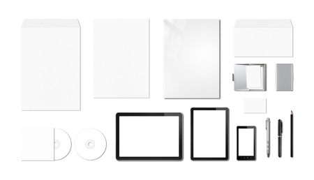 Corporate branding mockup template, isolated on white backgroundの写真素材