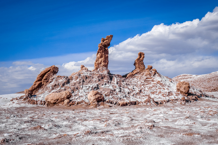 Las tres Marias rocks in Valle de la Luna in San Pedro de Atacama, Chileの写真素材