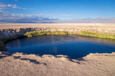 Ojos del salar lagoon landmark in San Pedro de Atacama, Chileの写真素材