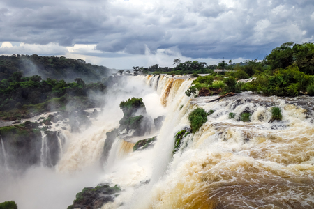 iguazu falls national park. tropical waterfalls and rainforest landscapeの写真素材